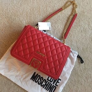 moschino red quilted bag